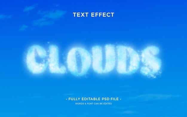 PSD effet de texte de nuages