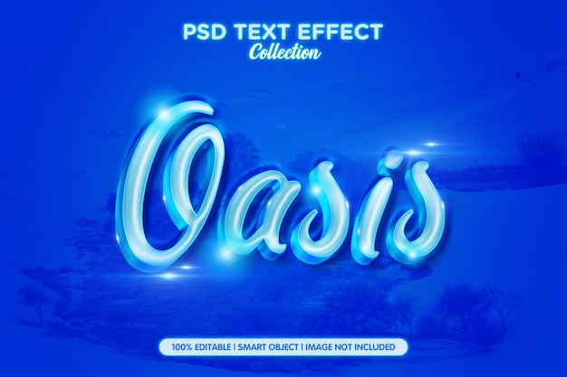 PSD effet de texte oasis bleue