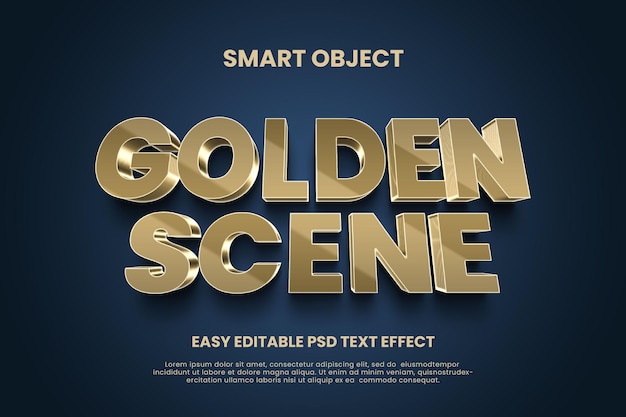 Effet De Texte D'objet Intelligent Psd Modifiable Golden Facile