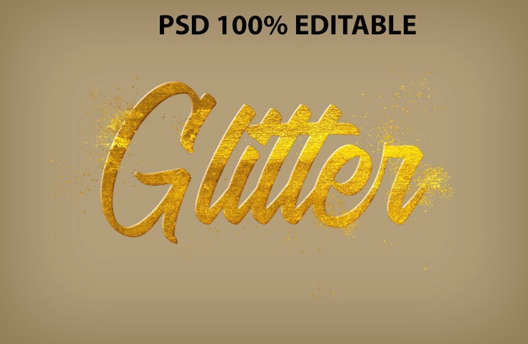PSD effet de texte de paillettes dorées psd