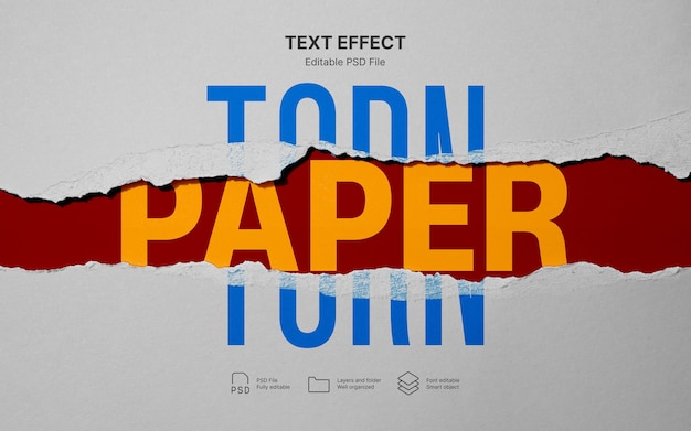 PSD effet de texte en papier déchiré