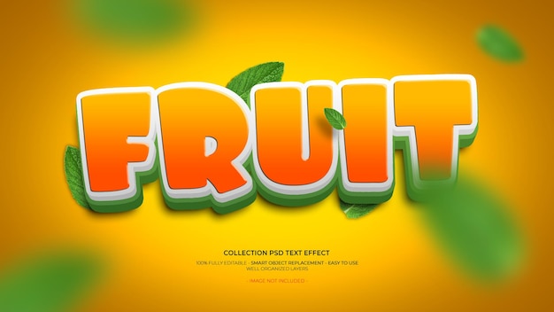 PSD effet de texte personnalisé 3d de fruits frais
