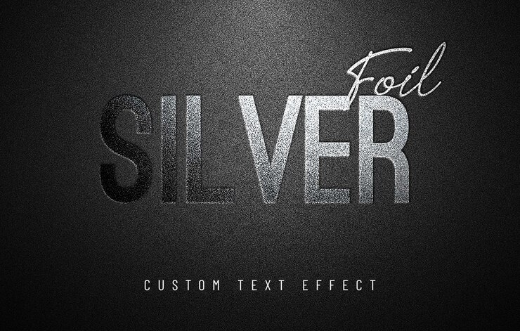 PSD effet de texte personnalisé avec feuille d'argent