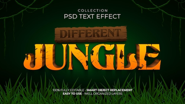 PSD effet de texte personnalisé jungle 3d