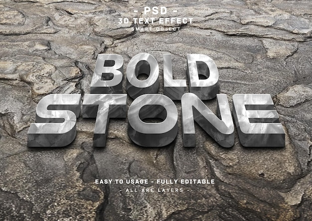 PSD effet de texte en pierre style marbre gris gras 3d