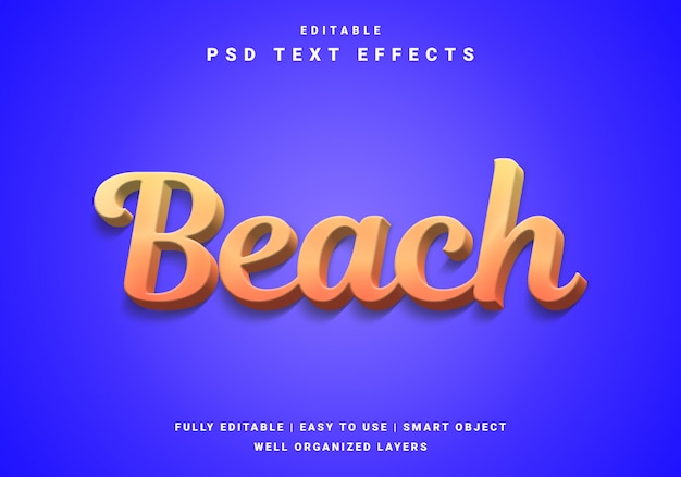 PSD effet de texte de plage moderne