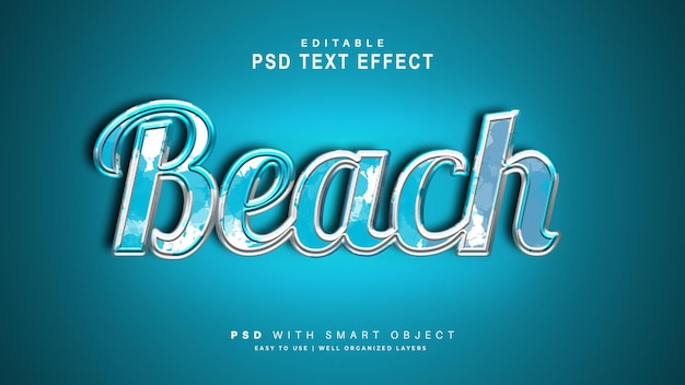 PSD effet de texte de plage. objet intelligent texte modifiable