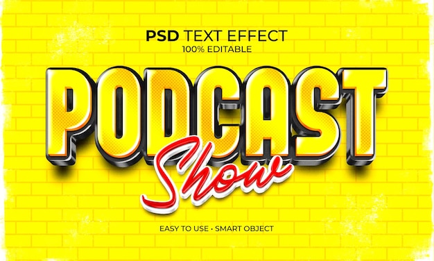 PSD effet de texte podcast show