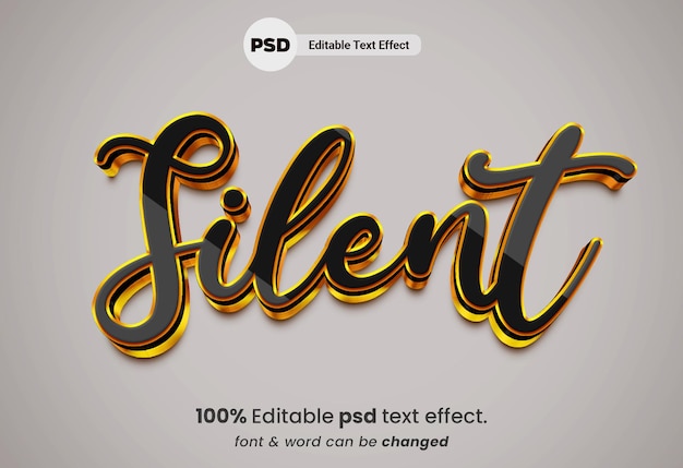 Effet De Texte Premium Modifiable 3d Silencieux