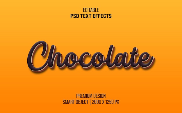 Effet de texte premium modifiable au chocolat