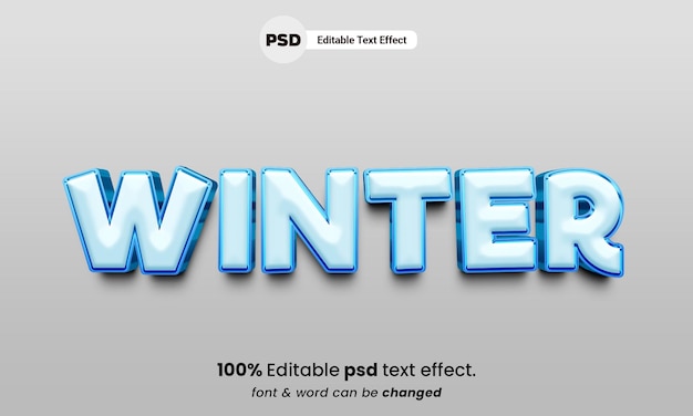 Effet De Texte Premium Modifiable Hiver 3d