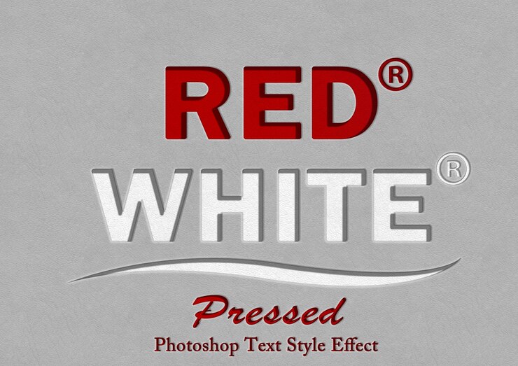 PSD effet de texte pressé rouge et blanc