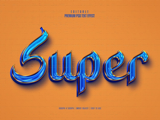 Effet De Texte Psd 3d Premium Modifiable Super Bleu