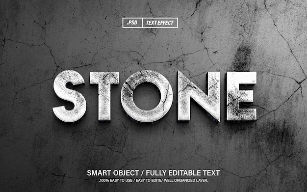 Effet de texte PSD éditable en pierre 3D.