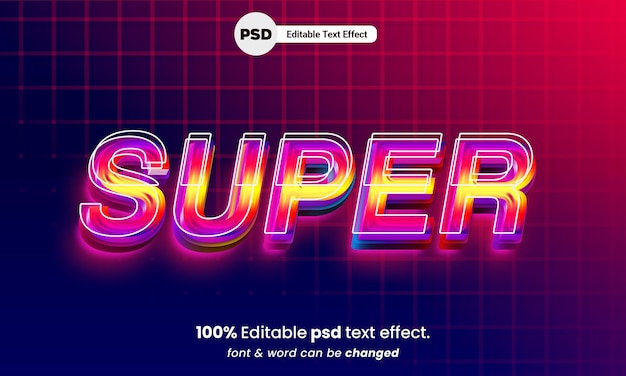 PSD effet de texte psd modifiable super 3d multicolore