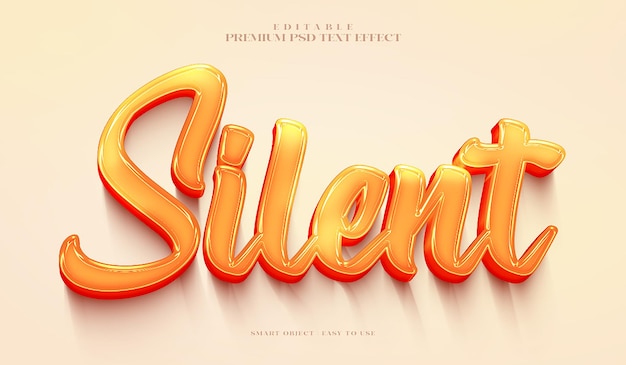 Effet de texte psd premium 3D doré silencieux modifiable