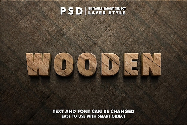 PSD effet de texte psd réaliste en bois 3d