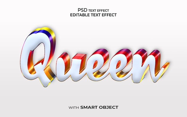 Effet de texte Queen Effet de police de maquette de style 3d