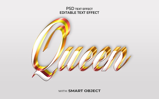 Effet de texte Queen Effet de police de maquette de style 3d