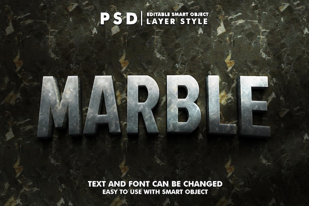 Effet de texte réaliste 3d en marbre psd premium