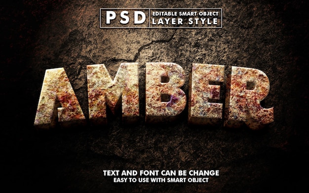 PSD effet de texte réaliste ambre 3d premium psd