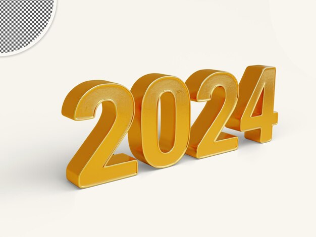 Effet de texte de rendu 3d 2024 avec composition dorée