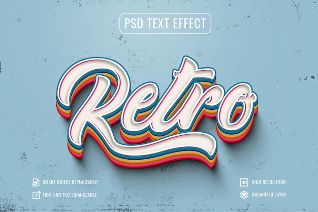 PSD effet de texte rétro coloré psd