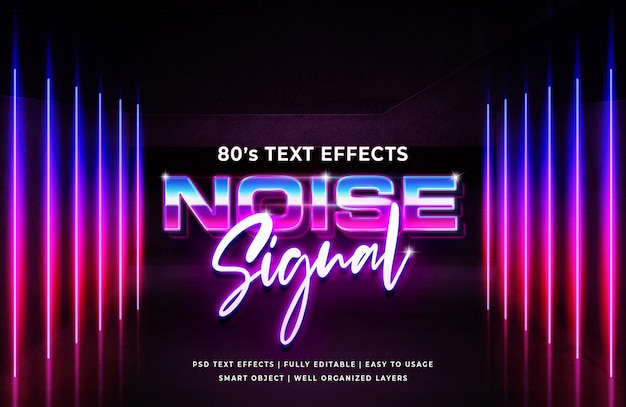 Effet de texte rétro du signal de bruit des années 80