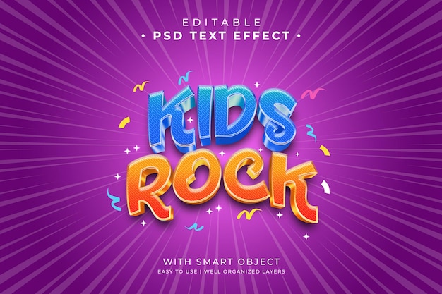 PSD effet de texte rock pour enfants