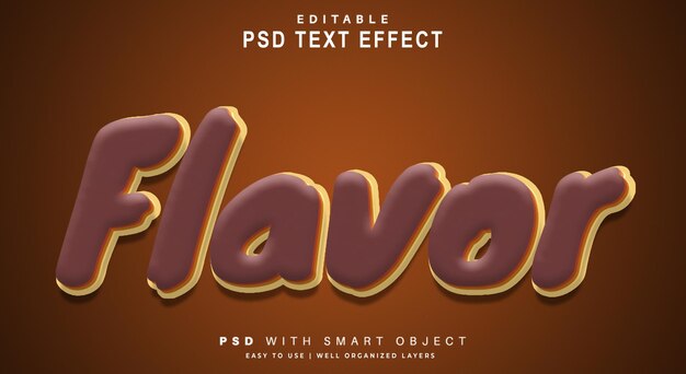 PSD effet de texte de saveur. objet intelligent de texte modifiable