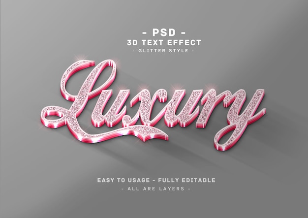 PSD effet de texte scintillant style rose 3d