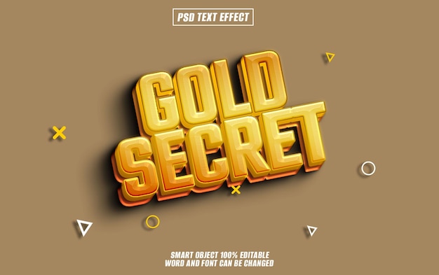 L'effet de texte secret en or est une police de caractères modifiable, une typographie 3D et un texte 3D.