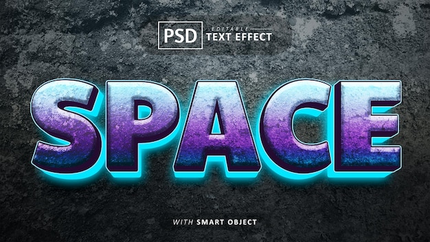 PSD effet de texte spatial 3d modifiable