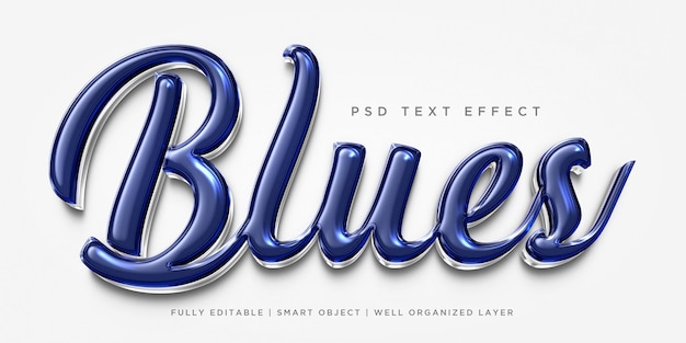 PSD effet de texte de style 3d blues
