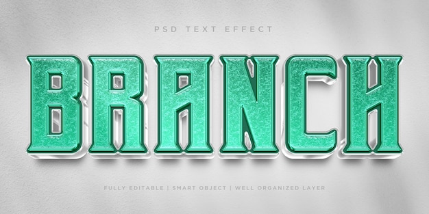 PSD effet de texte de style 3d de branche