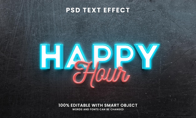 Effet de texte de style 3d happy hour