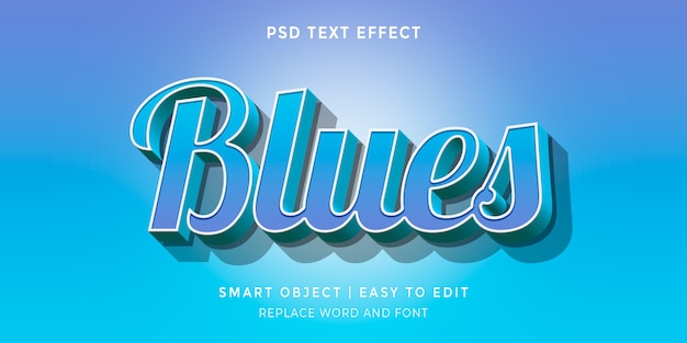 PSD effet de texte de style 3d modifiable blues