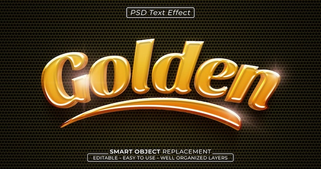 Effet De Texte De Style 3d Modifiable Brillant Doré