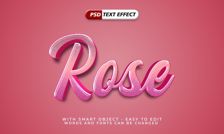 PSD effet de texte de style 3d rose rose modifiable