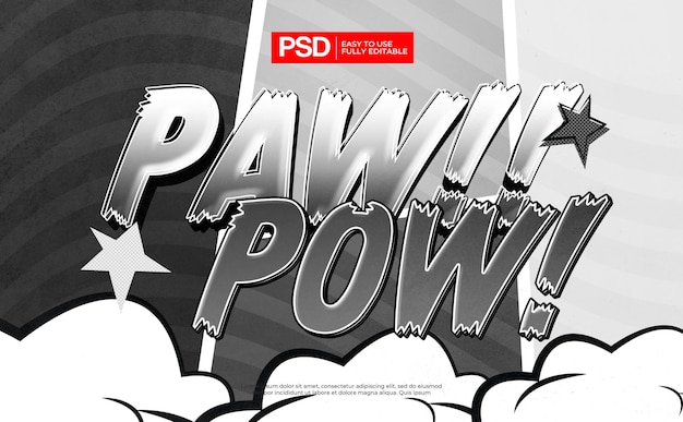 PSD effet de texte de style bande dessinée de dessin animé