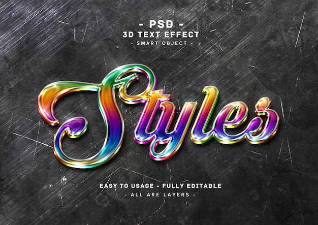 PSD effet de texte de style couleurs 3d