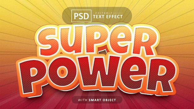 Effet de texte de style dessin animé super puissant modifiable