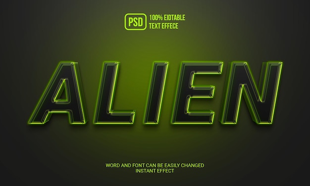 PSD effet de texte de style extraterrestre 3d