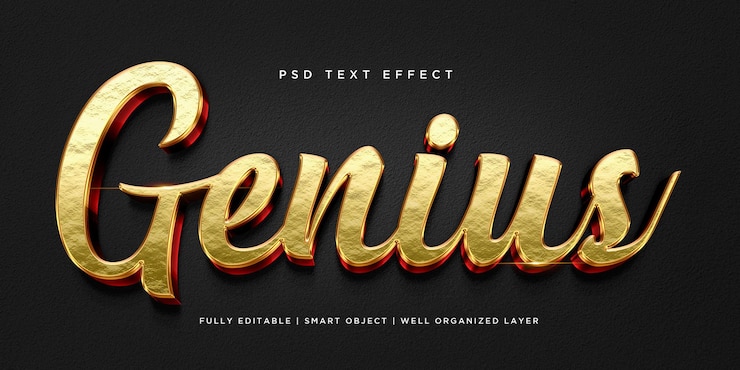 PSD effet de texte de style genius 3d