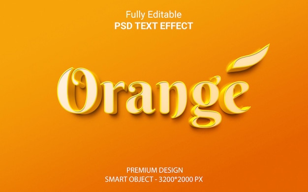 PSD effet de texte de style orange entièrement modifiable