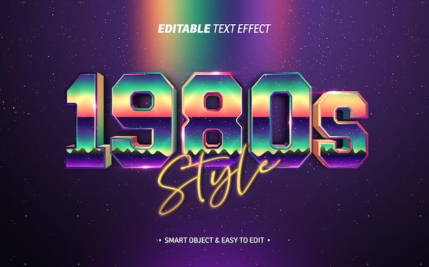 PSD effet de texte de style rétro des années 1980