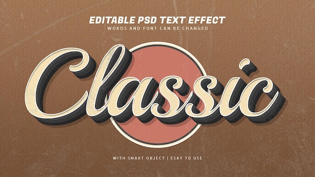 PSD effet de texte de style rétro vintage 3d classique