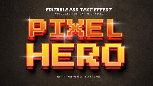 Effet De Texte De Style Super Pixel Hero 3d Modifiable