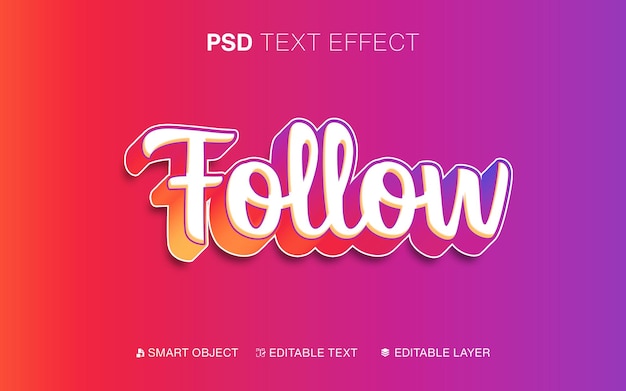 PSD effet de texte suivre