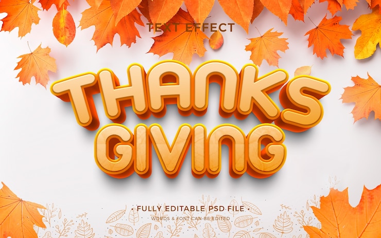 PSD effet de texte de thanksgiving